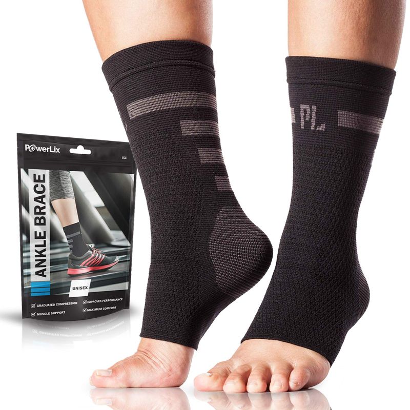 Photo 1 of POWERLIX Feet Orthopedic Brace Compression Support Sleeve (Pair) for Arthritis,Pain Relief,Plantar Fasciitis,Tendon,Tendonitis,Swelling,Muscle (Black-2, Medium)
