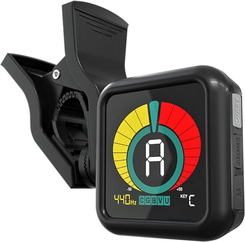 Photo 1 of KLIQ UberTuner - Professional Clip-On Tuner for All Instruments (multi-key modes) - with Guitar, Ukulele, Violin, Bass & Chromatic Tuning Modes (also for Mandolin and Banjo)
