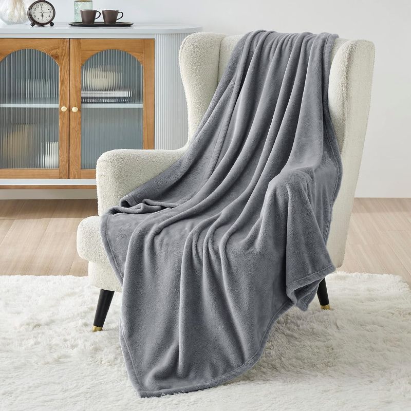 Photo 2 of Bedsure Fleece Throw Blanket for Couch Grey - Lightweight Plush Fuzzy Cozy Soft Blankets and Throws for Sofa, 50x60 inches

