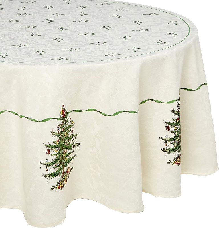 Photo 1 of Spode - Tablecloth, Holiday Kitchen Accessories, Holiday Home Decor (Spode Christmas Tree Collection, 70" Round)
