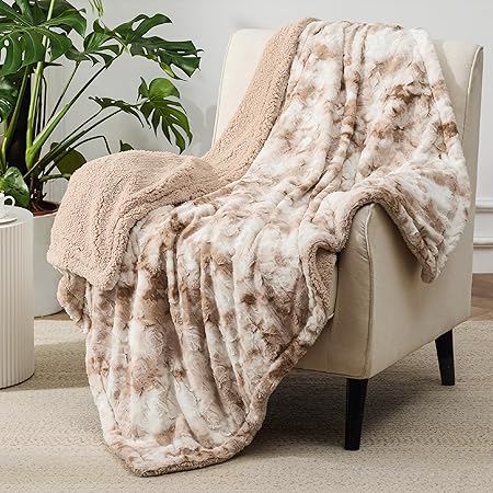 Photo 1 of Bedsure Fuzzy Blanket king size- Taupe, Soft and Comfy Sherpa, Plush and Furry Faux Fur, Reversible Twin Blankets for Couch, Sofa and Bed
