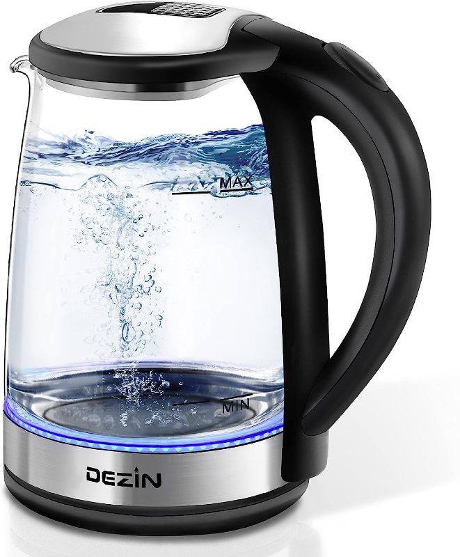 Photo 1 of Dezin Electric Kettle, BPA-Free 2L Electric Water Heater, Glass Electric Tea Kettle, 304 Stainless Steel Hot Water Kettle Warmer with Fast Boil, Auto Shut-Off & Boil Dry Protection, for Coffee, Tea

