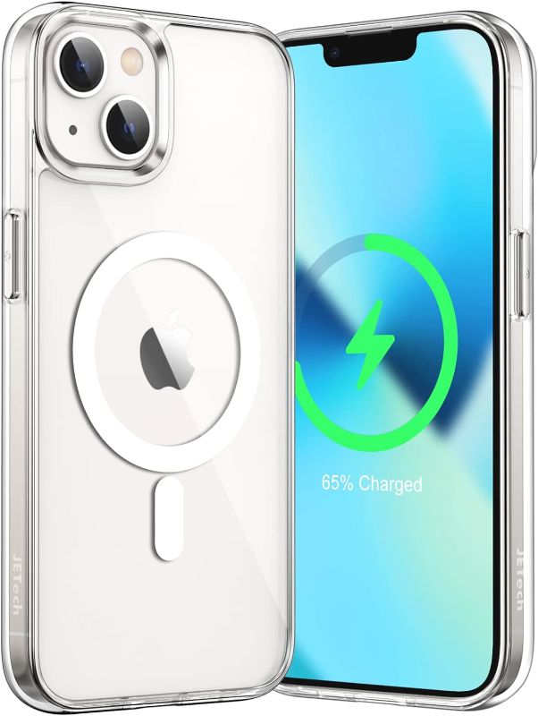 Photo 1 of JETech Magnetic Case for iPhone 13 6.1-Inch Compatible with MagSafe Wireless Charging, Shockproof Phone Bumper Cover, Anti-Scratch Clear Back (Clear)
