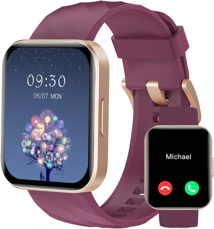 Photo 1 of RUIMEN Smart Watches for Women Men (Answer/Make Calls) Compatible with iPhone/Android Phones, 1.85" HD Screen Fitness Tracker Heart Rate Monitor 100+ Sports Tracker Watch Waterproof (Purple)
