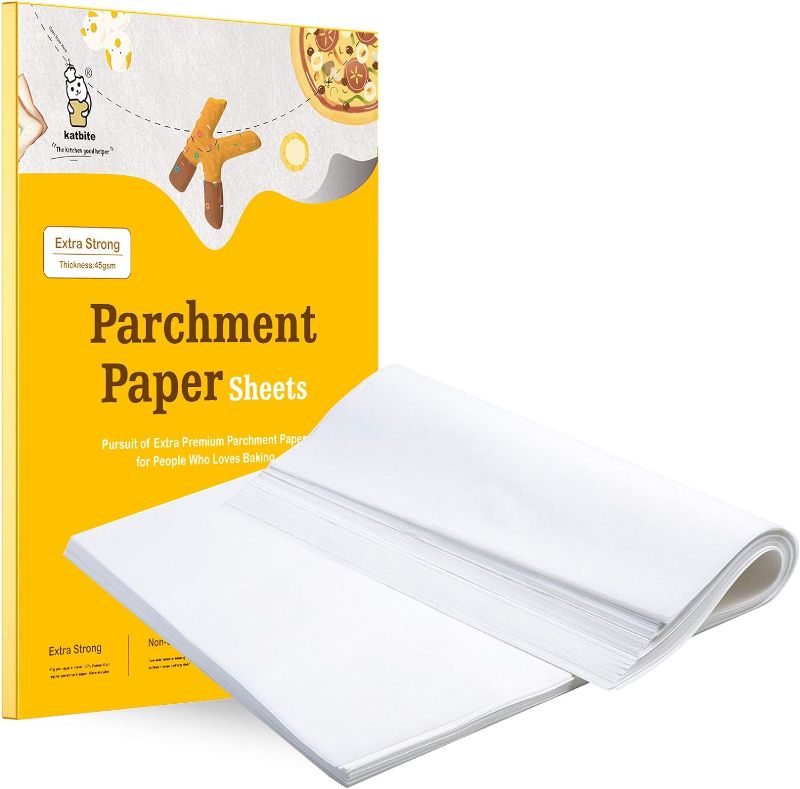 Photo 1 of katbite 200Pcs 9x13 inch Heavy Duty Parchment Paper Sheets, Precut Parchment Paper for Quarter Sheet Pans Liners, Baking Cookies, Bread, Meat, Pizza, Toaster Oven (9"x13")
