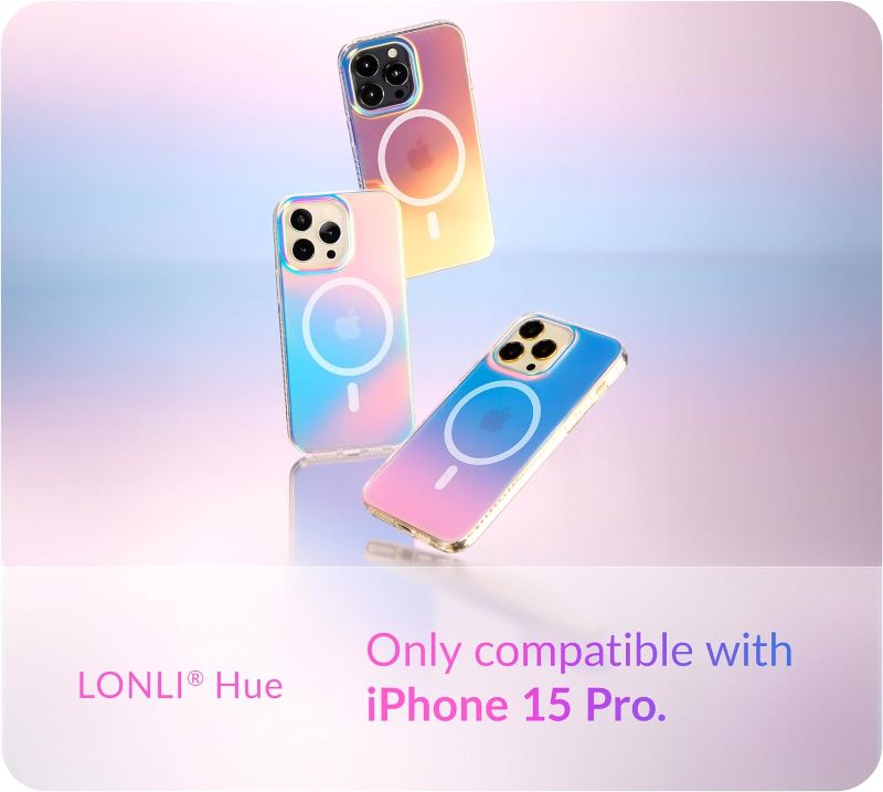 Photo 2 of LONLI Hue - for iPhone 15 Pro Case [Compatible with Magsafe] - Holographic Iridescent - [10FT Drop Protection] [4 Airbag Cushioned Corners] - Cute, Unique and Aesthetic (2023)
