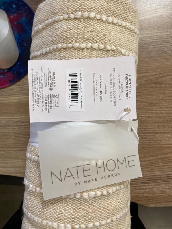 Photo 2 of Nate Home by Nate Berkus Lightweight Cotton Washed Gauze Textured Weave Throw Blanket | Breathable, All-Season Decoration for Bedding from mDesign - Fossil (Beige)
