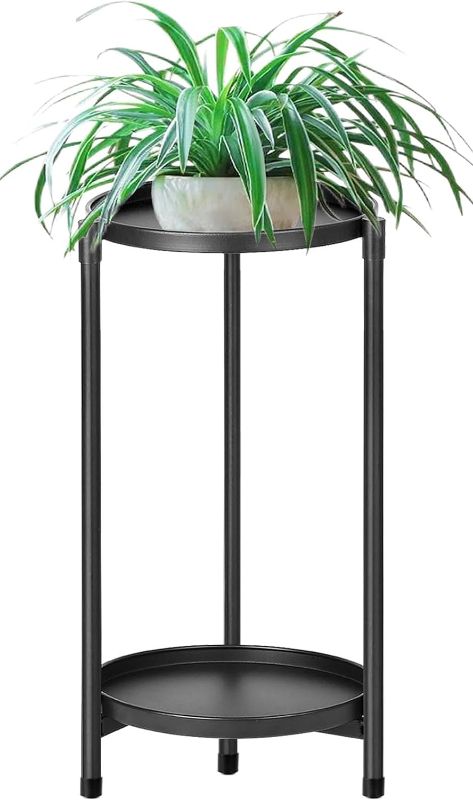 Photo 1 of XrFc Plant Stand Black Indoor Outdoor Metal 2 Tier for Plants Multiple Tall Tiered Planter Shelf Rack Iron Potted Flower Pot Holder for Corner, Patio, Balcony, Living Room
