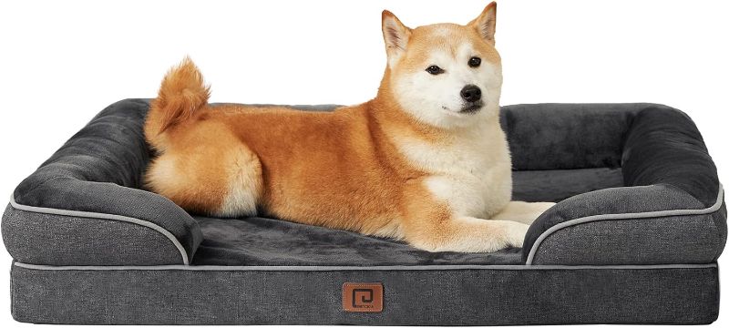 Photo 1 of EHEYCIGA Orthopedic Dog Beds for Large Dogs, Waterproof Memory Foam Large Dog Bed with Sides, Non-Slip Bottom and Egg-Crate Foam Large Dog Couch Bed with Washable Removable Cover, 
