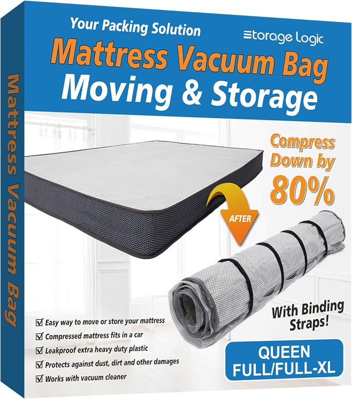 Photo 1 of Queen/Full/Full-XL Foam Mattress Vacuum Bag for Moving, Vacuum Seal Mattress Bag with Straps
