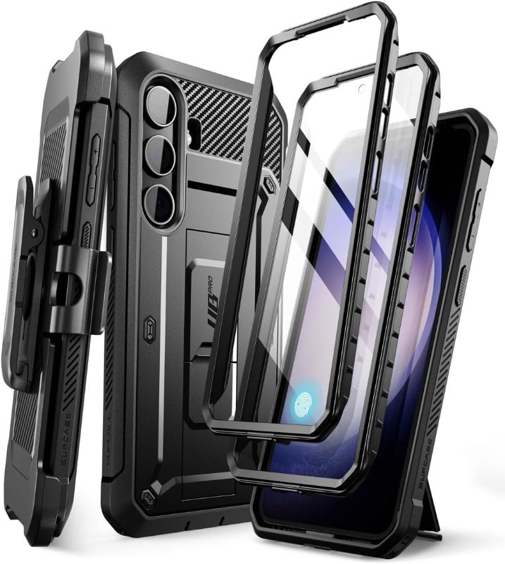 Photo 1 of SUPCASE UB Pro Case for Samsung Galaxy S24, [2 Front Frames] [Military-Grade Protection] Heavy Duty Rugged Case with Built-in Screen Protector & Kickstand & Belt-Clip (Black)
