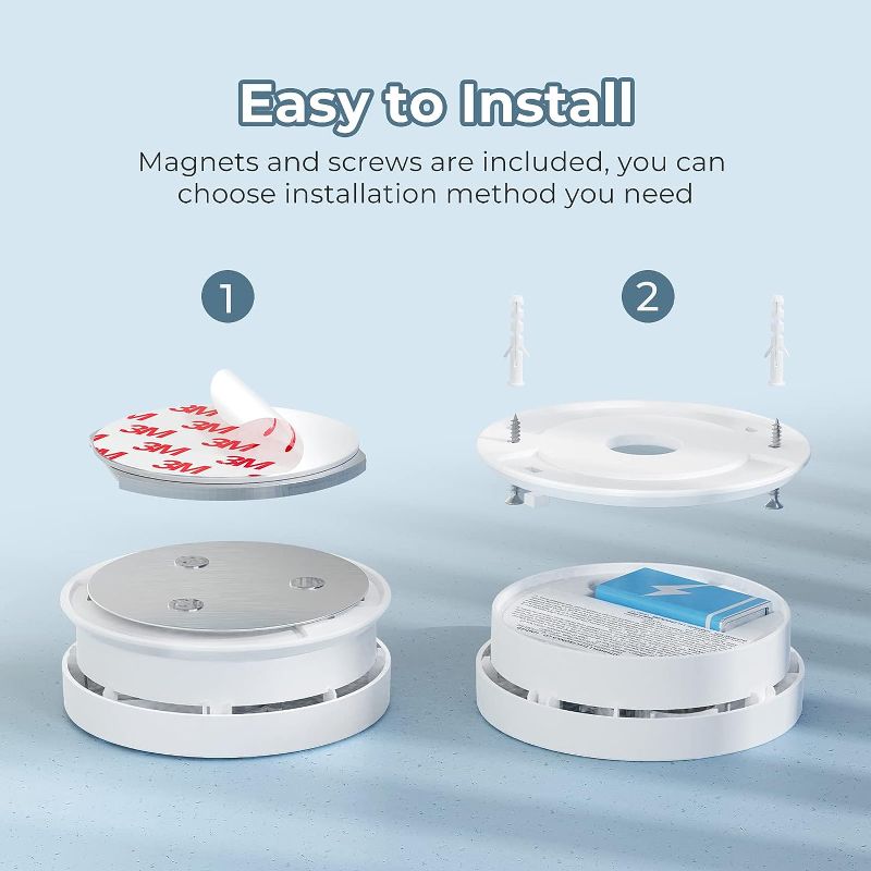 Photo 6 of SITERWELL Smoke Detector Fire Alarm with Magnetic Fastening Kit and Built-in Battery, Fire Safety with Photoelectric Technology for Home Bedroom and Babyroom, UL Listed, GS528A, 3 Packs
