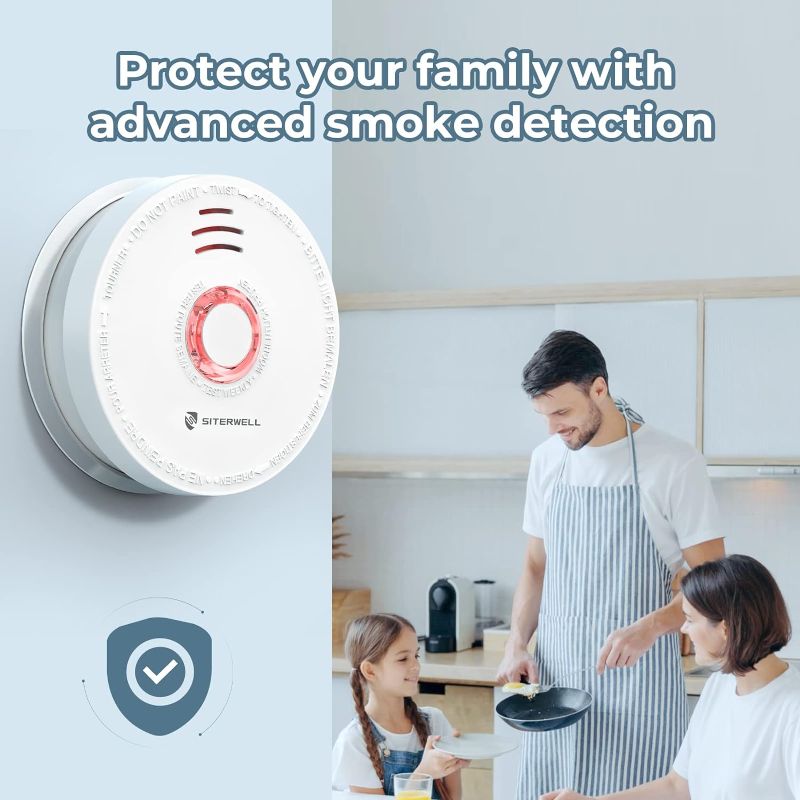 Photo 7 of SITERWELL Smoke Detector Fire Alarm with Magnetic Fastening Kit and Built-in Battery, Fire Safety with Photoelectric Technology for Home Bedroom and Babyroom, UL Listed, GS528A, 3 Packs
