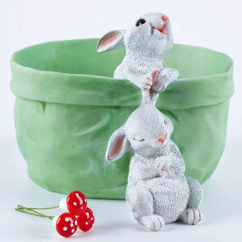 Photo 1 of ORIGARDEN Succulent Pots Indoor-Outdoor Planter - Rabbit Flower Pot with Mushroom Decor,Bunny Plant Pot Pen Holder,Home Office Desk Decor Easter Gift Planter (8# with Drainage Hole)
