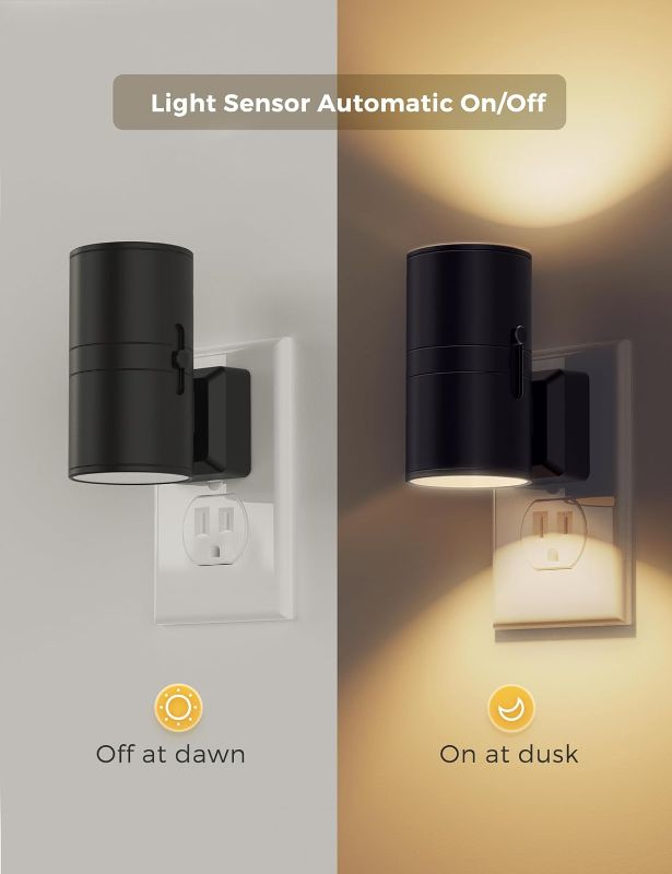 Photo 2 of L LOHAS LED Night Light Plug in, Modern Night Lights Plug into Wall, Dusk to Dawn Sensor, Soft White 3000K, 0-100LM Adjustable Brightness, Dimmable Night Lights for Hallway Bedroom Stairway
