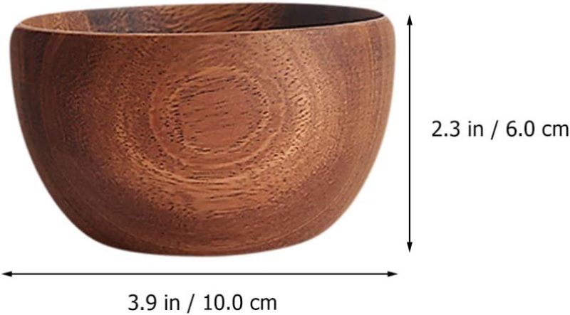 Photo 1 of Cabilock Wooden Salad Bowl, Fruit Bowl Big Mixing Bowl Serving Bowl for Fruits or Salads Matte 10x10x6cm
