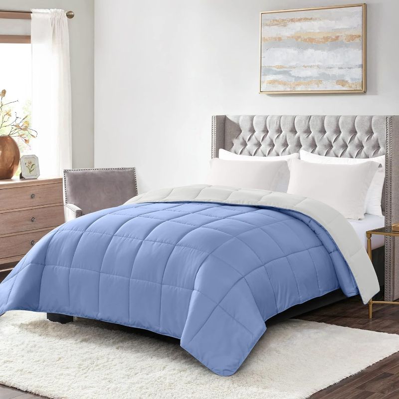 Photo 1 of Homelike Moment Lightweight Queen Comforter - Blue Down Alternative Bedding Comforters Queen Size, All Season Duvet Insert Quilted Reversible Bed Comforter Soft Cozy Queen Full Size Blue/White
