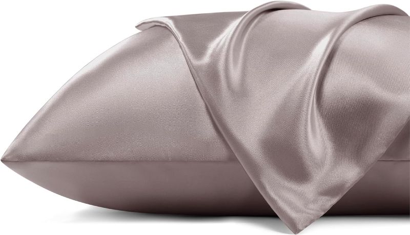 Photo 1 of Bedsure Satin Pillowcase for Hair - Dusty Rose Satin Pillow Cases Standard Size with Zipper 2, Similar to Silk Pillow Cases for Skin, Silky & Soft Pillow Cover, Gifts for Her or Him, 20x26 Inches
