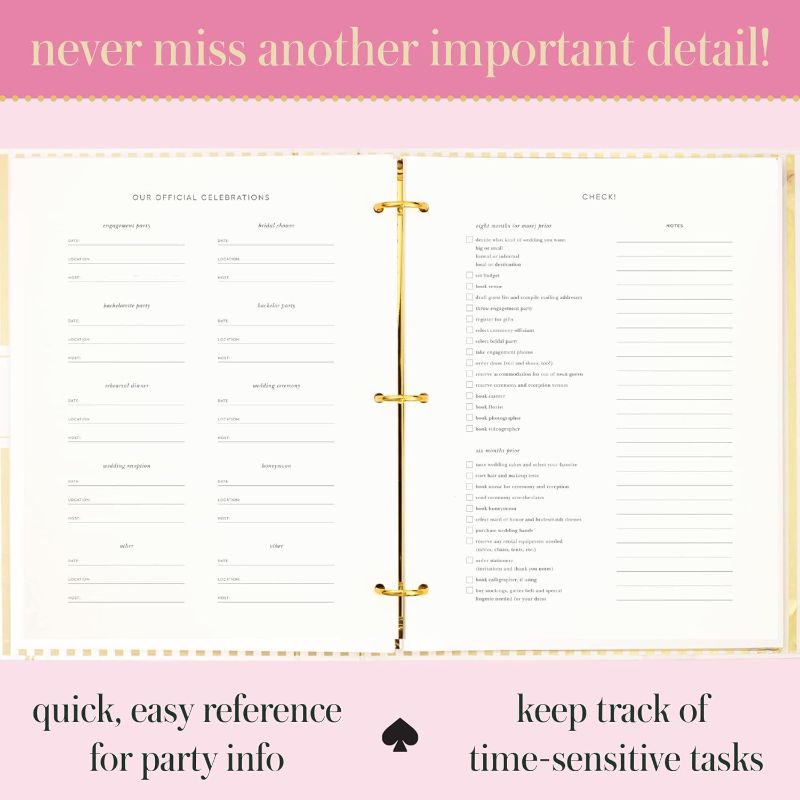 Photo 3 of Kate Spade New York Wedding Planning Book and Organizer, Wedding Binder with Pages for To-Do Lists, Notes, Budgeting, Invitations, Growing Tulips
