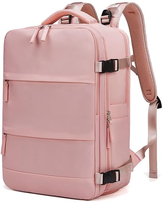 Photo 1 of Somago Travel Unisex Backpack Carry On Casual Daypacks Rucksack Backpack Anti Theft for 16 Inch Laptop Business with Shoe Compartment Dry Wet Pocket USB Charger Port(Pink)
