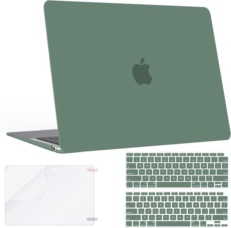 Photo 1 of B BELK Compatible with MacBook Air 13 inch Case MacBook Air M1 Case 2021 2020 2019 2018 A2337 A2179 A1932 Touch ID, Plastic Laptop Hard Shell + 2 Keyboard Covers + Screen Protector, Midnight Green
