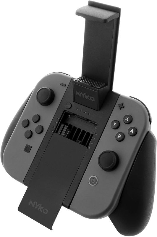 Photo 1 of Nyko Clip Grip Power - Joy-Con Grip with Cell Phone Mount, rechargeable battery pack, game storage and SD Card holder for Nintendo Switch
