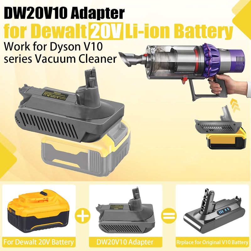 Photo 2 of BTRUI V10 Adapter for Dewalt 20V Lithium Battery Convert to for Dyson V10 SV12 Animal Absolute Motorhead Fluffy Total Cordless Stick Vacuum Cleaner (only Adapter)
