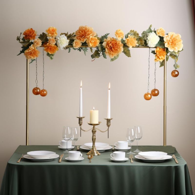 Photo 1 of Adjustable Over The Table Rod Stand with Clamps, Gold Metal Balloon Flower Arch Stand 35"-50"Tall, 45"-90"Length Ideal for Weddings, Showers, Birthday, Halloween, Thanksgiving Party Decorations
