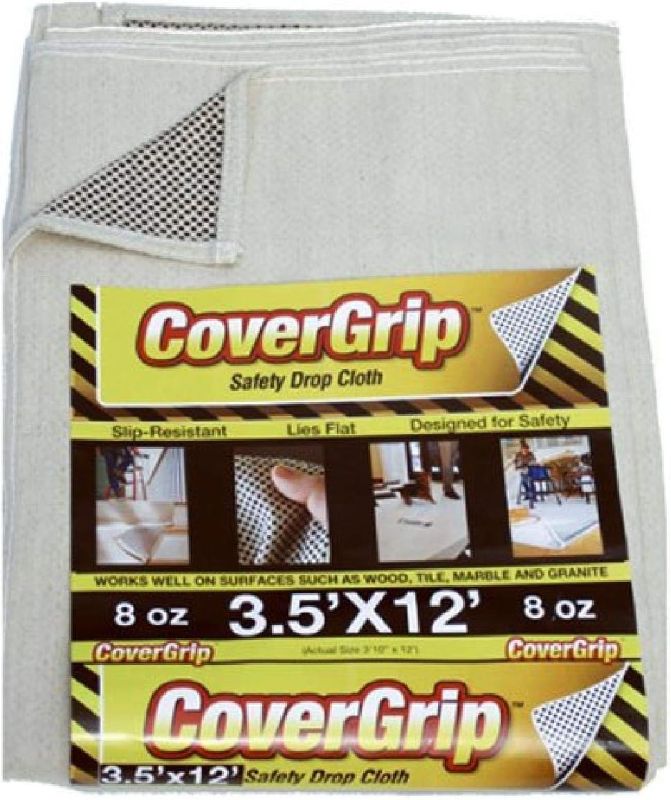 Photo 1 of CoverGrip 8 oz Canvas Safety Drop Cloth, 3.5' x 12'