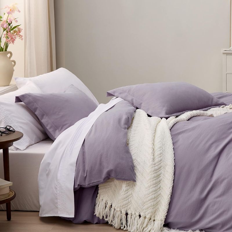 Photo 1 of Bedsure Grayish Purple Duvet Cover Queen Size - Soft Prewashed Queen Duvet Cover Set, 3 Pieces, 1 Duvet Cover 90x90 Inches with Zipper Closure and 2 Pillow Shams, Comforter Not Included

