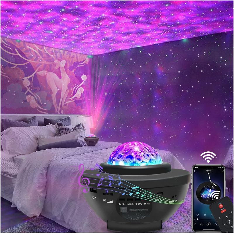 Photo 1 of Easeking Star Projector Galaxy Light Projector with Bluetooth Speaker, Multiple Colors Dynamic Projections Star Night Light Projector for Kids Adults Bedroom, Space Lights for Bedroom Decor Aesthetic

