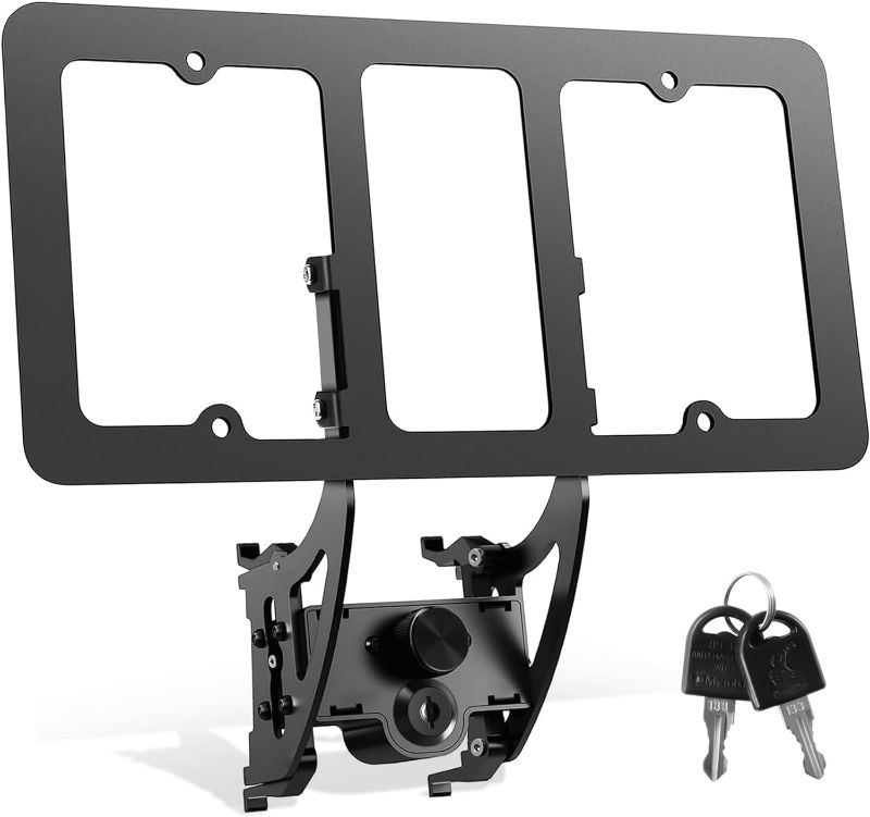 Photo 2 of BASWEY Original Lockable Front License Plate Mount Holder for Tesla Model 3 Y 2021 to 2023, Anti-Theft Front License Plate Frame for Tesla Model 3 Y Accessories, No Adhesives or Drilling
