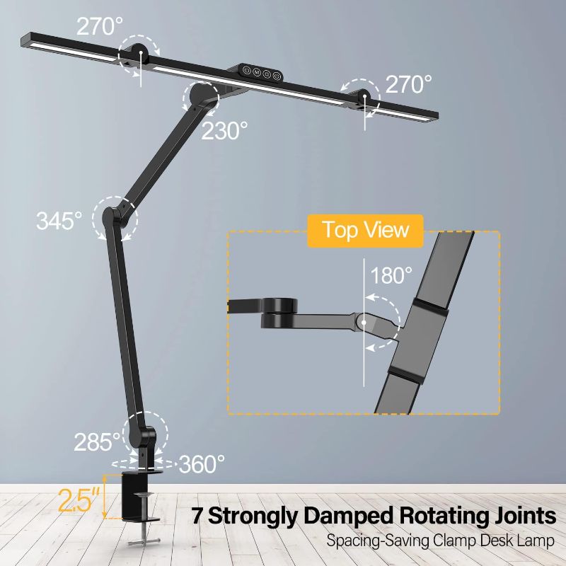 Photo 1 of Micomlan Led Desk Lamp with Clamp, Architect Desk Lamp for Home Office with Atmosphere Lighting, 24W Ultra Bright Auto Dimming Desk Light Stepless Dimming and Tempering LED Table Light
