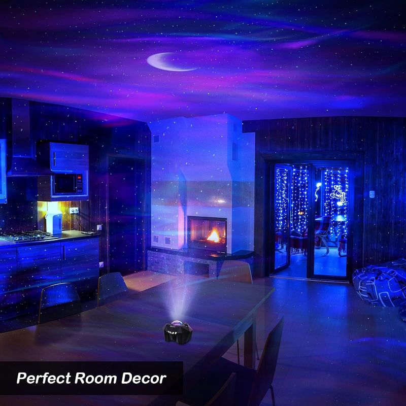 Photo 3 of Aurora Lights Star Projector, Seianders Galaxy Projector with Remote Control, Sky Night Light Projector for Kids Adults, Bluetooth Music Speaker, Room Decor for Bedroom/Ceiling/Party/Home
