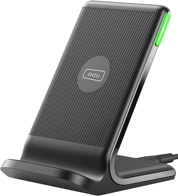 Photo 2 of INIU Wireless Charger, 15W Fast Qi-Certified Wireless Charging Station with Sleep-Friendly Adaptive Light Compatible with iPhone 15 14 13 12 Pro XS 8 Plus Samsung Galaxy S23 S22 S21 Note 20 Google etc
