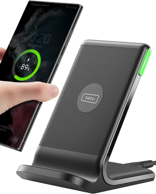 Photo 1 of INIU Wireless Charger, 15W Fast Qi-Certified Wireless Charging Station with Sleep-Friendly Adaptive Light Compatible with iPhone 15 14 13 12 Pro XS 8 Plus Samsung Galaxy S23 S22 S21 Note 20 Google etc
