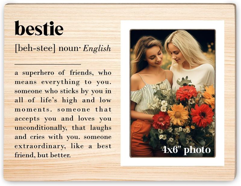 Photo 1 of Itsoly Best Friends Picture Frame Gift, Best Besties Frame, Friend Birthday Christmas Gifts, Bestfriend, Friendship Photo Picture Frame Gifts for Soul Sisters 4x6 Inch Photo12P108
