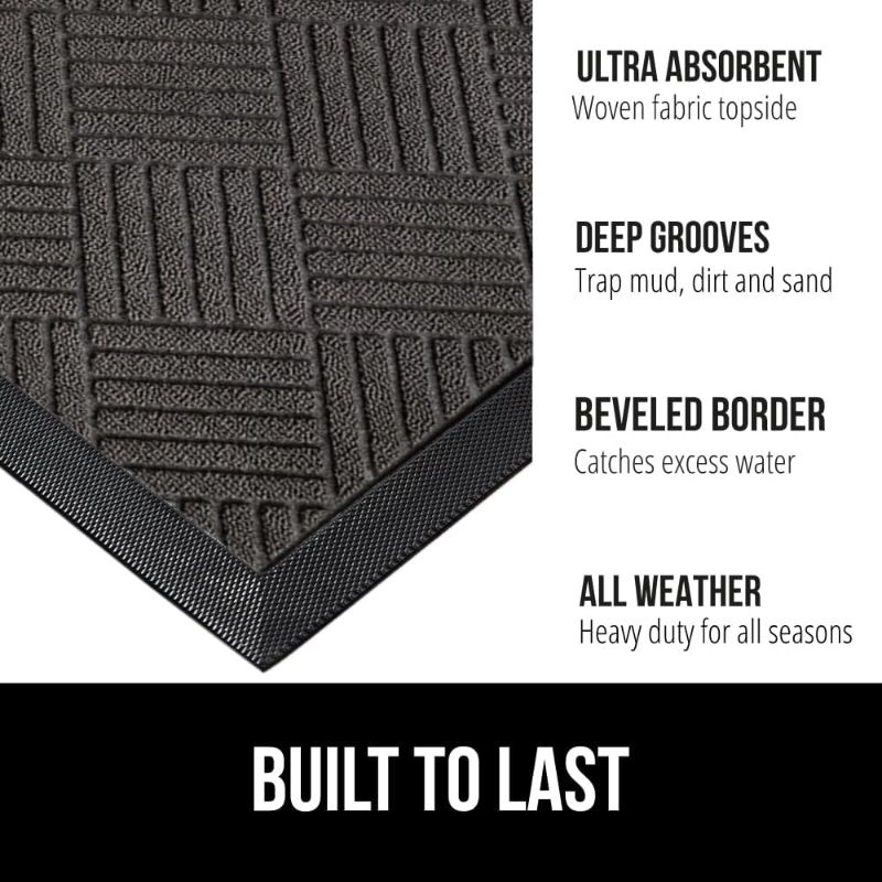 Photo 2 of Gorilla Grip Waterproof All-Season Doormat, Durable Rubber, Fade Resistant, Low Profile, Indoor Outdoor, Easy Clean, 17x29, Gray Diamond
