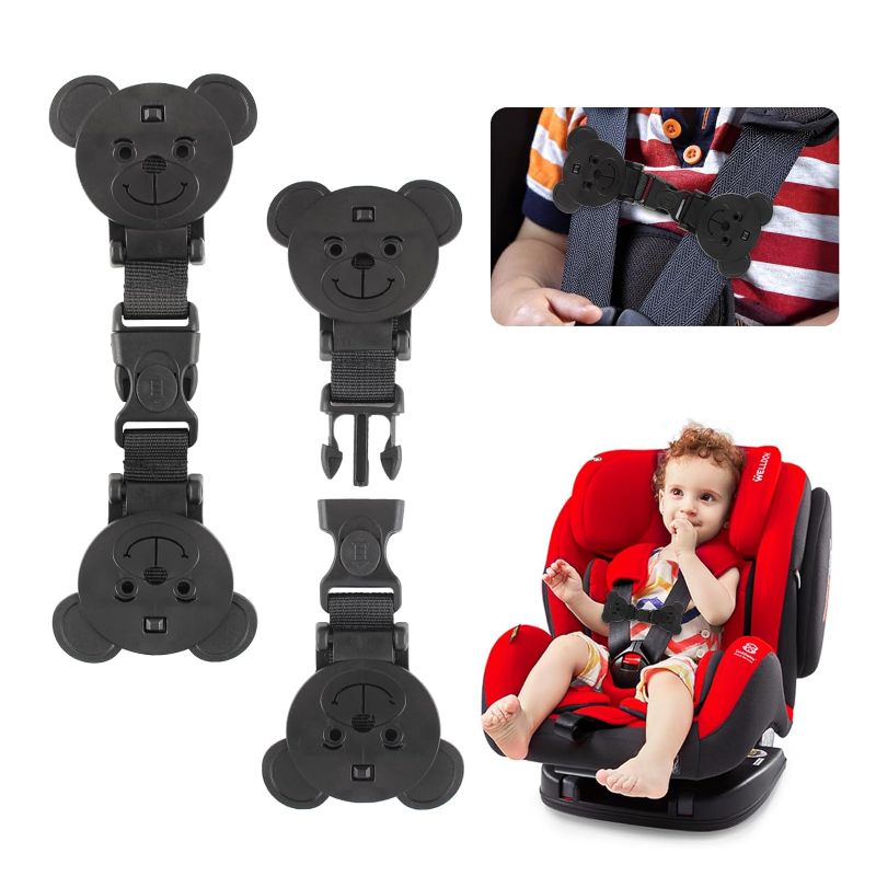 Photo 1 of QOPAHI Car Seat Strap Anti Escape, Bear-Shaped Baby Harness Chest Clip Car Seat Safety Clip, Prevent Children/Kids Taking Their Arms Out of Child Car Seat/High Chairs/Strollers/Baby Reins(2 Pack)
