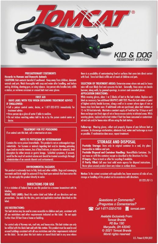 Photo 2 of Tomcat Rat & Mouse Killer Child & Dog Resistant, Refillable Station for Indoor and Outdoor, 1 Station and 15 Poison Refills
