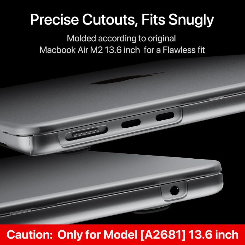 Photo 3 of Soonjet Compatible with MacBook Air 13.6 inch Case M2, Model A2681, 2022 2023 Release, Sturdy & Durable Protective Plastic Hard Shell Case Cover for MacBook Air M2 13 inch Case (Clear)

