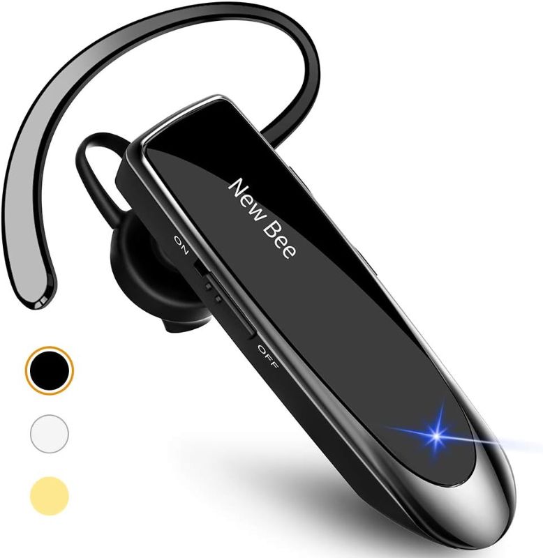 Photo 1 of New bee Bluetooth Earpiece V5.0 Wireless Handsfree Headset with Microphone 24 Hrs Driving Headset 60 Days Standby Time for iPhone Android Samsung Laptop Trucker Driver (Black)
