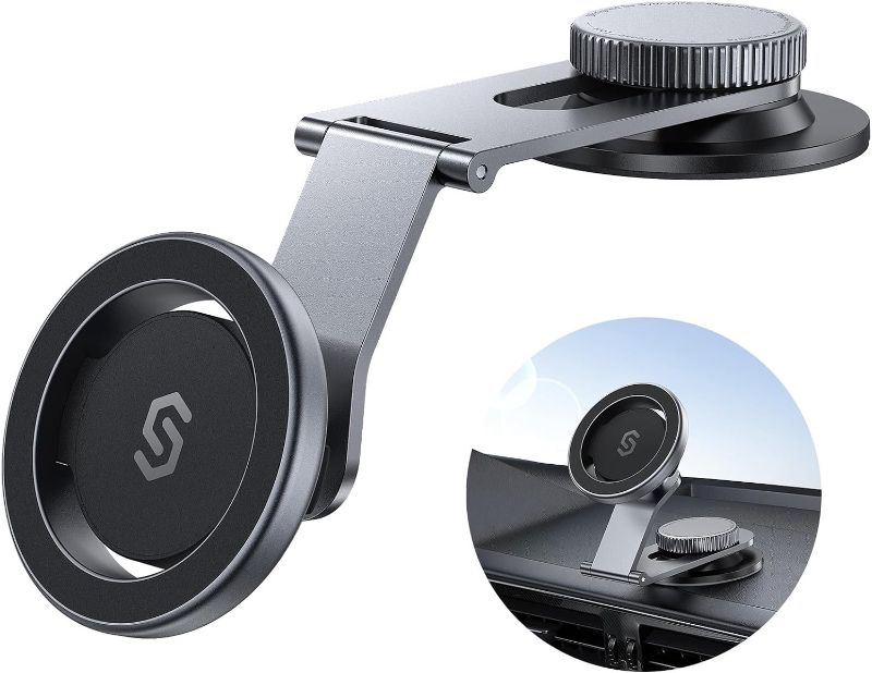 Photo 1 of SYNCWIRE Fits MagSafe Car Mount for Universal Dashboard & Screen, Magnetic Phone Holder for Car, Foldable Aluminum Alloy Arm, Super Stable Car Mount for iPhone 15 Pro Max 14 13 12&All Phones
