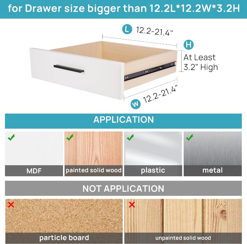 Photo 2 of Vtopmart Drawer Dividers Organizers 8 Pack, Adjustable 3.2" High Expandable from 12.2-21.4" Kitchen Drawer Organizer, Clear Plastic Drawers Separators for Clothing, Installed by Double-sided Tape
