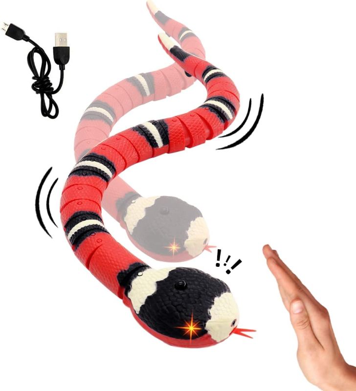 Photo 1 of Infrared Induction RC Snake Toy for Kids Pet Toy USB Rechargeable Indoor and Outdoor Prank Toys for Cat Dog Kids' Electronics Halloween Decorations for Boys Girls
