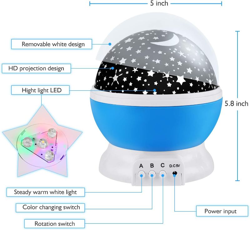 Photo 5 of Fortally Kids Star Night Light, Nebula Star Projector 360 Degree Rotation - 4 LED Bulbs 12 Light Color Changing with USB Cable, Romantic Gifts for Men Women Children
