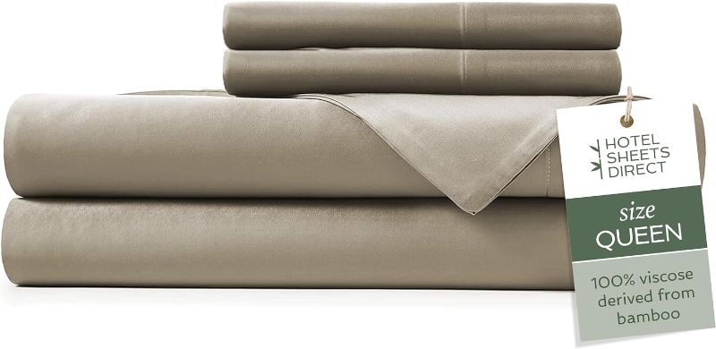 Photo 1 of Hotel Sheets Direct 100% Viscose Derived from Bamboo Sheets Queen Size - Cooling Bed Sheets with 2 Pillowcases - Breathable, Moisture Wicking & Silky Soft Sheets Set- Tan
