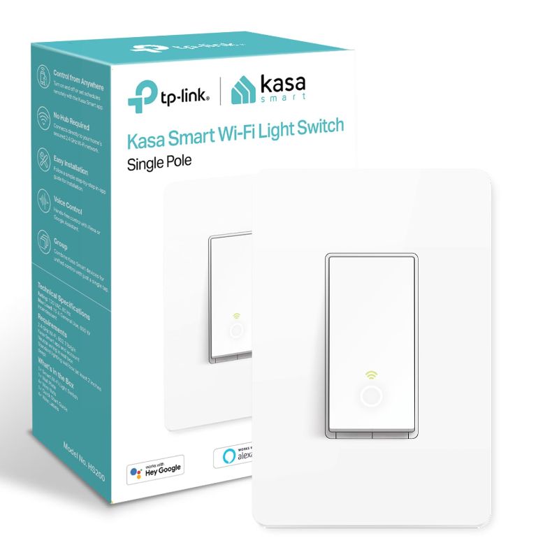 Photo 1 of Kasa Smart Light Switch HS200, Single Pole, Needs Neutral Wire, 2.4GHz Wi-Fi Light Switch Works with Alexa and Google Home, UL Certified, No Hub Required , White
