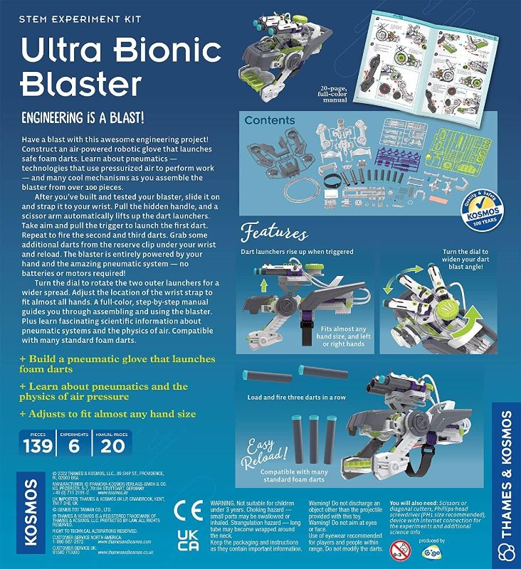 Photo 2 of Thames & Kosmos Ultra Bionic Blaster STEM Experiment Kit | Construct a Robotic Foam Dart Blasting Glove | Challenging Build, Learn About Mechanical Technology & Engineering
