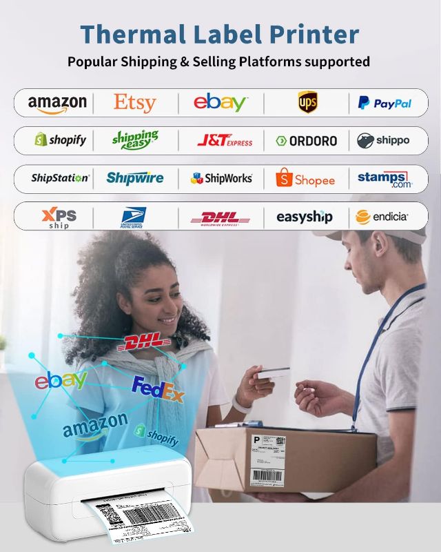 Photo 2 of Phomemo Bluetooth Thermal Label Printer 4x6 – Wireless Shipping Label Printer for Shipping Packages for iPhone & Android &Pad & PC, Widely Used for Amazon Ebay Shopify Etsy UPS USPS FedEx DHL Temu etc
